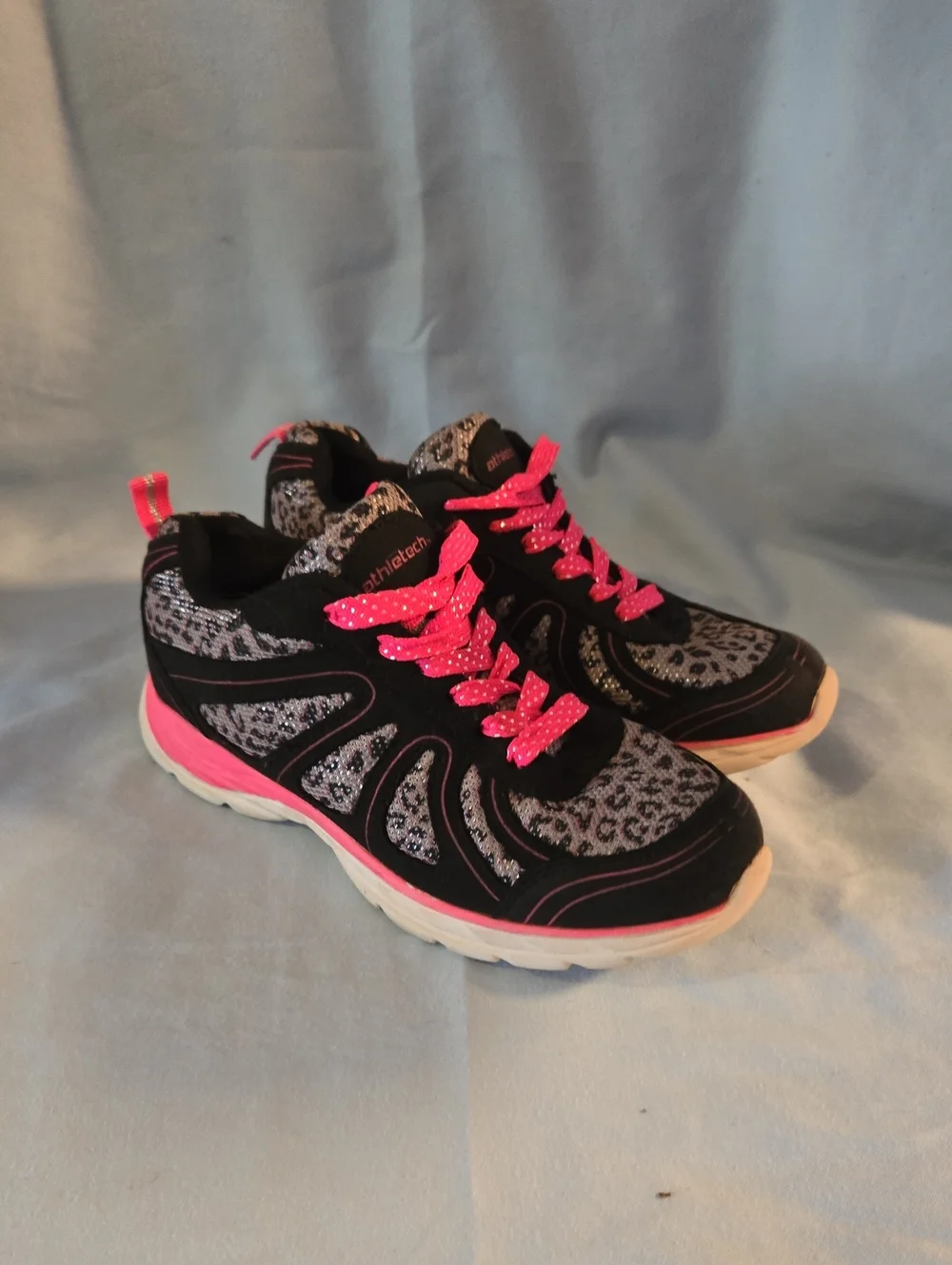 Athletech Black and Hot Pink Lace-Up Sneakers